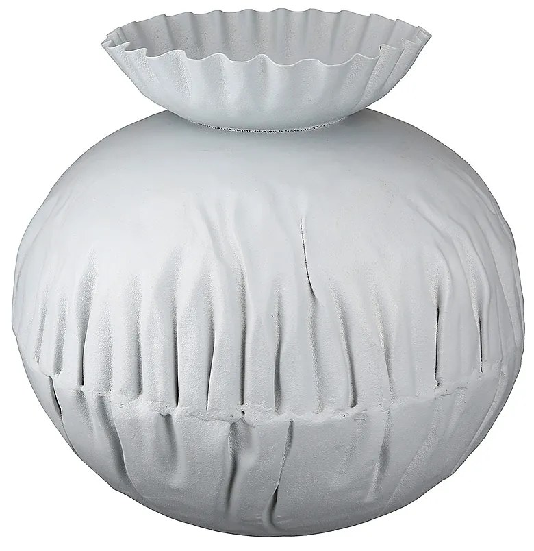 Βάζο ArteLibre Τσαλακωμένο Λευκό Μέταλλο 22cm-05160754