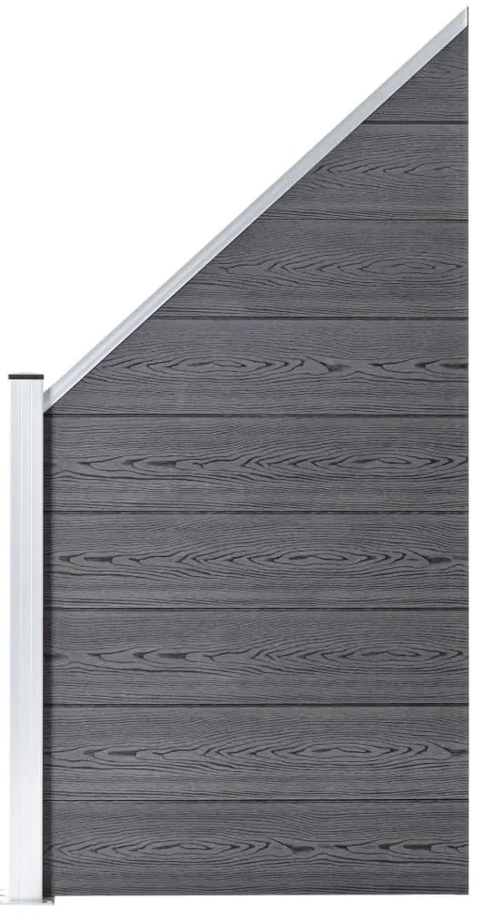 vidaXL Πάνελ Φράχτη 10 Τετράγωνα + 1 Κεκλιμένο Γκρι 1830x186 εκ. WPC