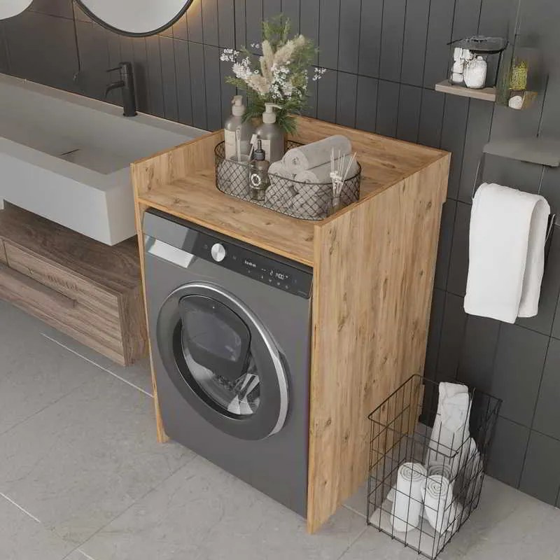 Έπιπλο πλυντηρίου Cuci pakoworld σε oak απόχρωση 60x62x99εκ