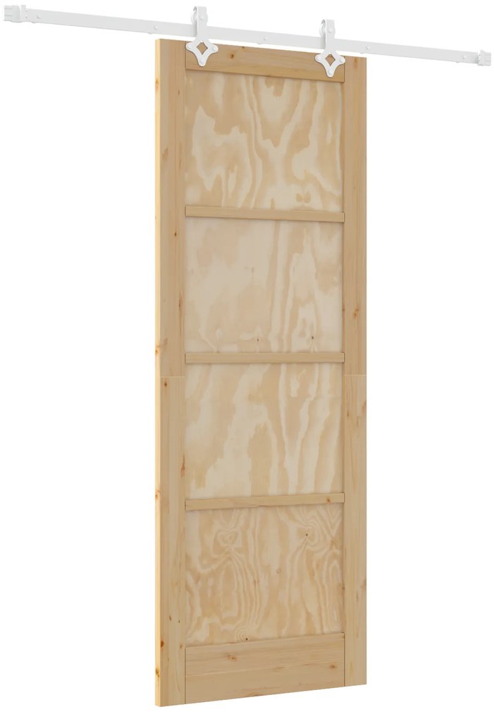 vidaXL Συρόμενη Πόρτα με Σετ Εξαρτημάτων 78x211 cm Συμπαγές Ξύλο Πεύκο