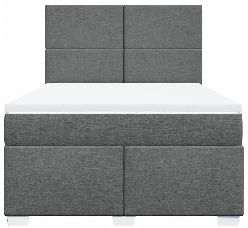 Κρεβάτι Boxspring με Στρώμα Σκούρο Γκρι 160x200 εκ Υφασμάτινο - Γκρι