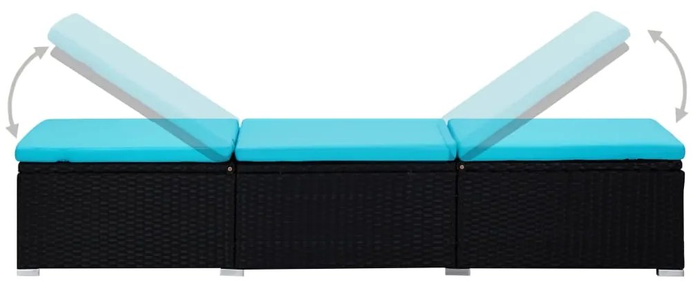 vidaXL Ξαπλώστρα Μπλε από Συνθετικό Ρατάν με Μαξιλάρι &amp; Τραπεζάκι