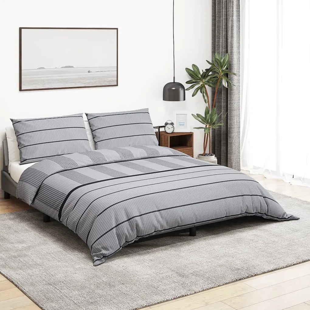 vidaXL Σετ Παπλωματοθήκης Γκρι 200x220 εκ. Βαμβακερό