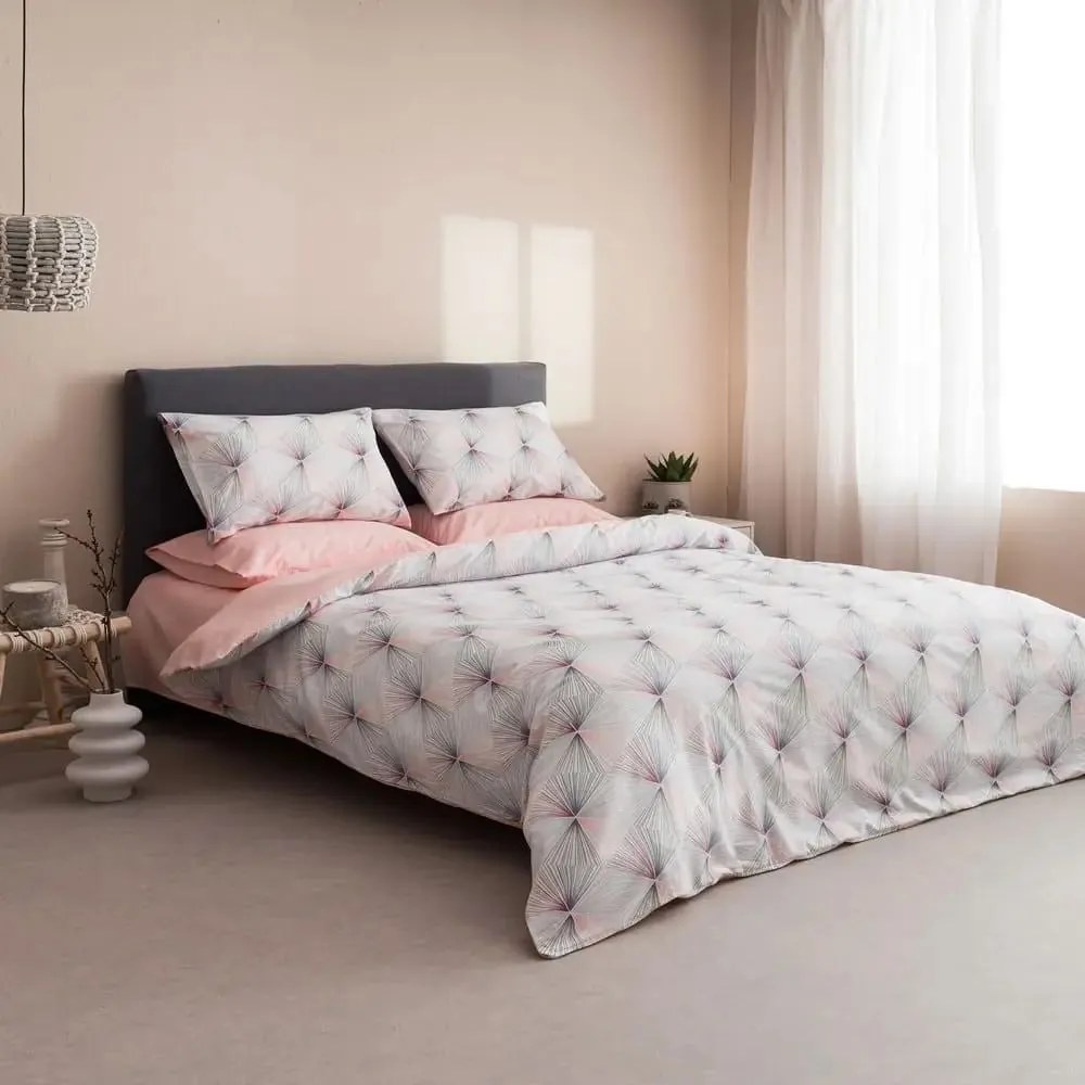 Παπλωματοθήκη Electra-2 (Σετ 3τμχ) Pink Vesta Home Διπλό 200x240cm 100% Βαμβάκι