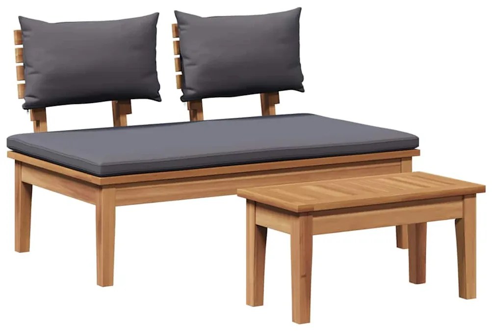 vidaXL Παγκάκι κήπου 2 pcs Γκρι και Καφέ Μασίφ ξύλο teak