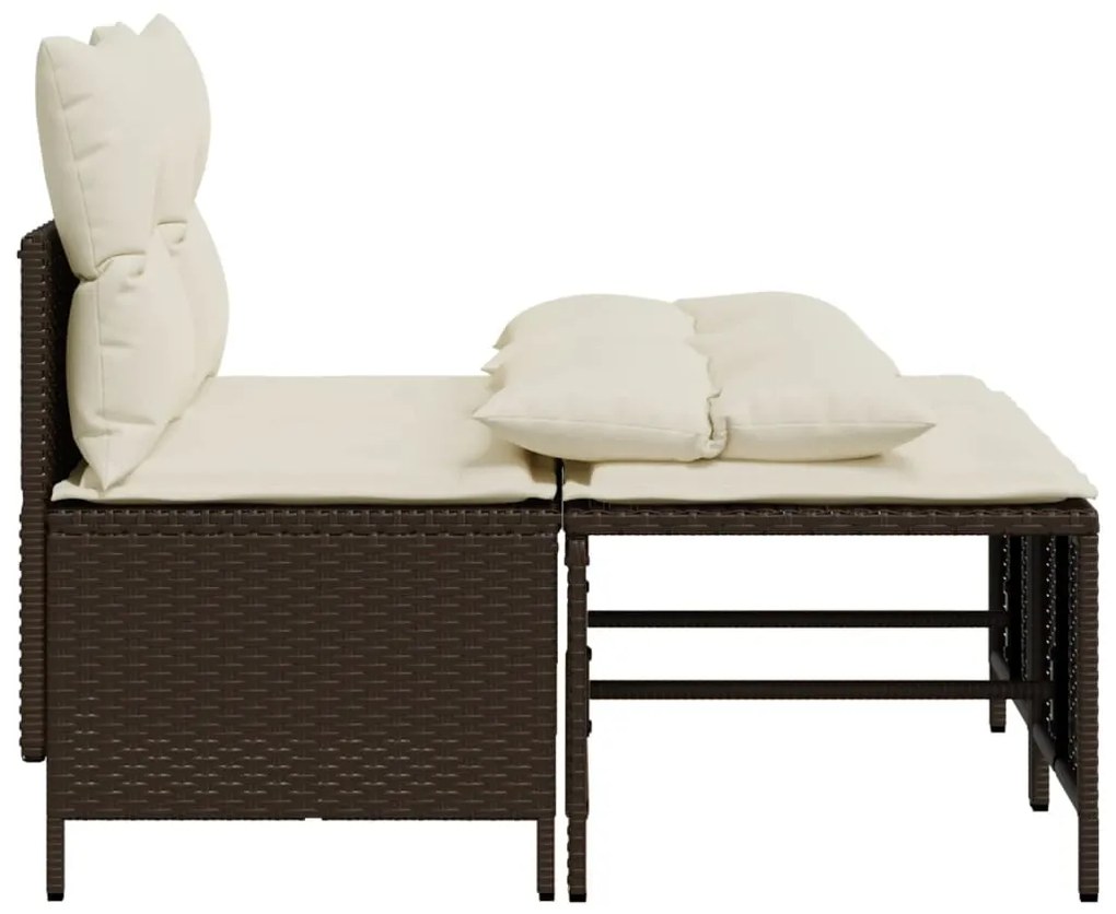 vidaXL Σαλόνι Κήπου Σετ 4 Τεμαχίων Καφέ Συνθετικό Ρατάν με Μαξιλάρια