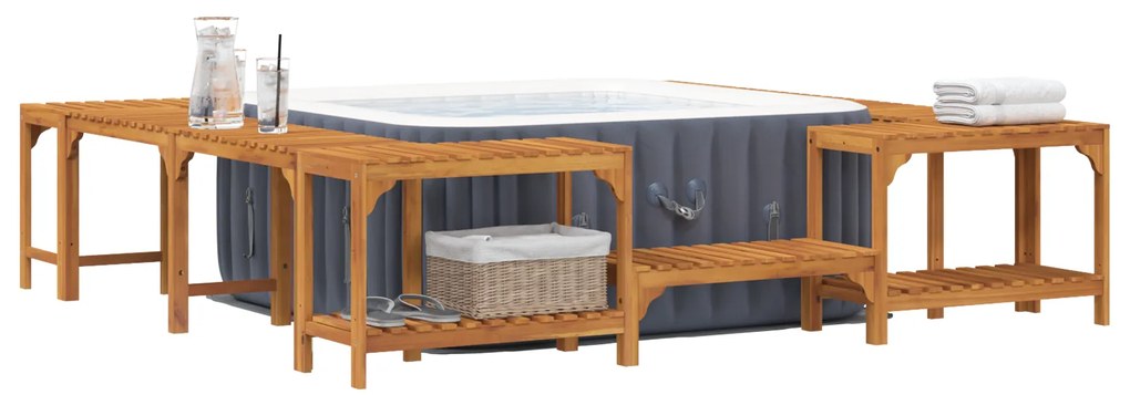 vidaXL Περίβλημα Τζακούζι Καφέ 230 x 230 εκ Μασίφ ξύλο ακακίας