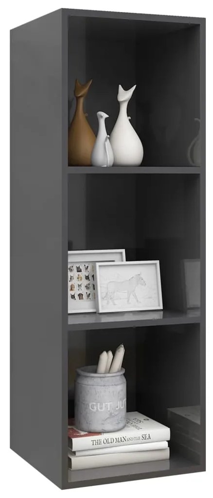 vidaXL Έπιπλο Τηλεόρασης Κρεμαστό Γυαλ. Γκρι 37x37x107 εκ. Επεξ. Ξύλο