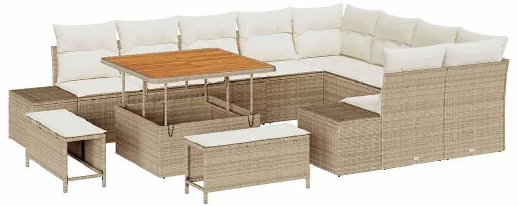 vidaXL Σετ Καναπέ Κήπου 12 pcs Μπεζ, Κρέμα 100 x 100 x 71 cm