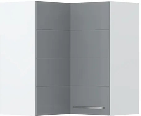 Ντουλάπι κρεμαστό γωνιακό Hudson V7-UG-2K-Λευκό - Γκρι - 64.00Χ64.00Χ72.00cm