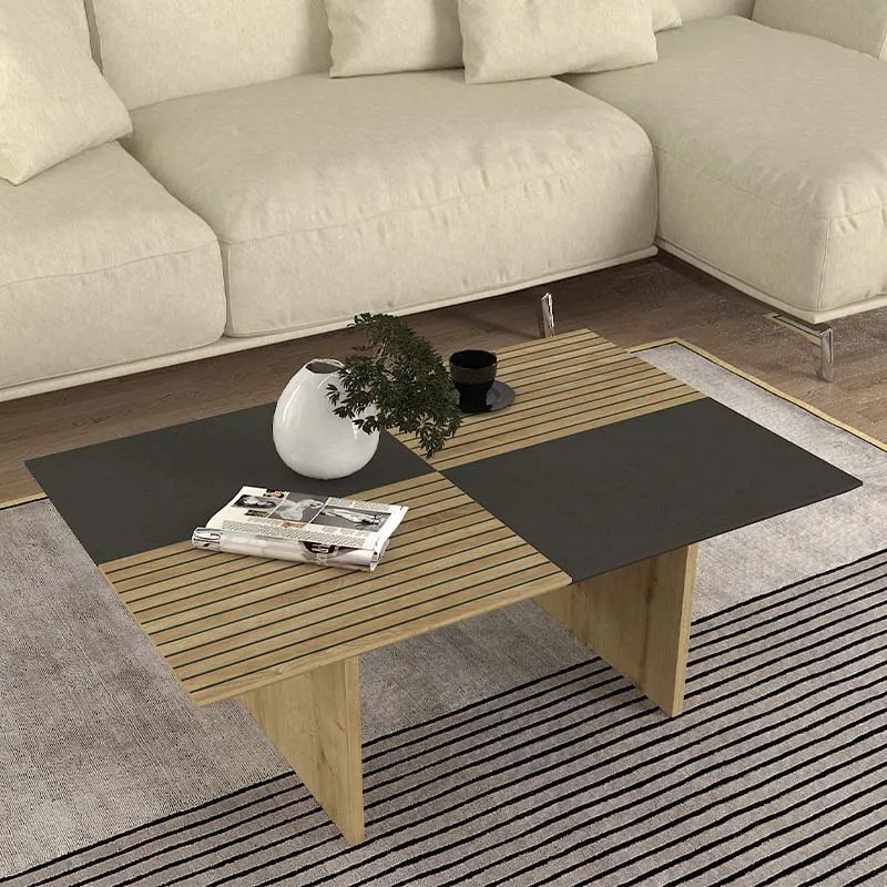 Τραπεζάκι σαλονιού Venita Megapap χρώμα sapphire oak - ανθρακί 90x60x33,8εκ.-GP042-0238,1
