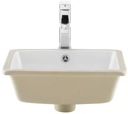 VEVOR Undermount Bathroom Sink, 400 x 305 mm Rectangular White Ceramic Vessel Sink with Overflow Hole, Under Counter Drop in Modern Lavatory Vanity Bath Wash Bowl Basin, Rectangle for Small Space