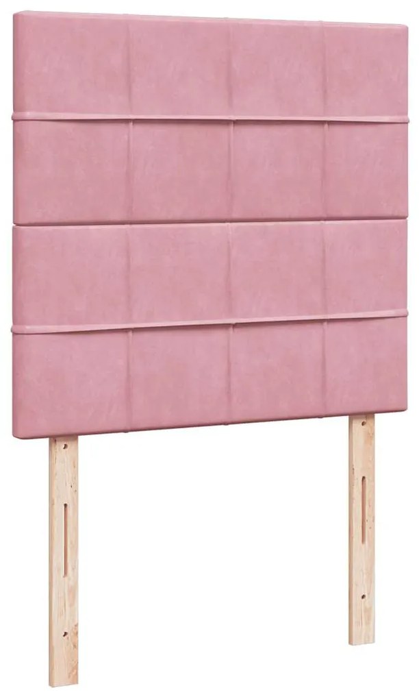 vidaXL Κρεβάτι Boxspring με Στρώμα Ροζ 80 x 200 εκ. Βελούδινο