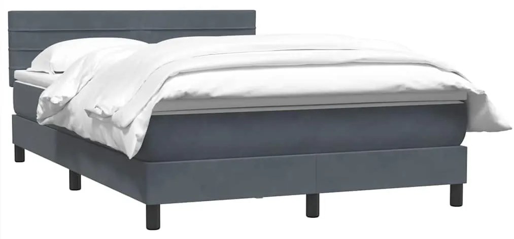 vidaXL Κρεβάτι Boxspring με Στρώμα Σκούρο Γκρι 140x210 εκ. Βελούδινο