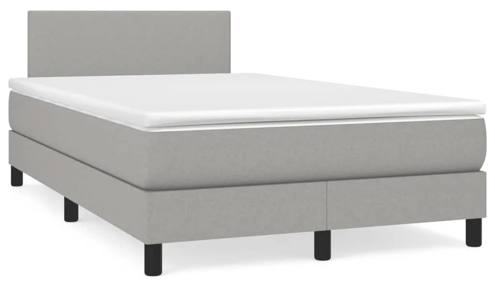 Κρεβάτι Boxspring με Στρώμα &amp; LED Αν.Γκρι 120x190εκ. Υφασμάτινο - Γκρι