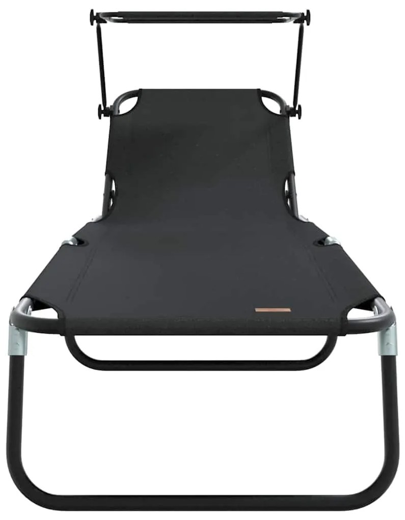 vidaXL Πτυσσόμενη ξαπλώστρα 2 pcs Μαύρο 56 x 190 x 81εκ ύφασμα