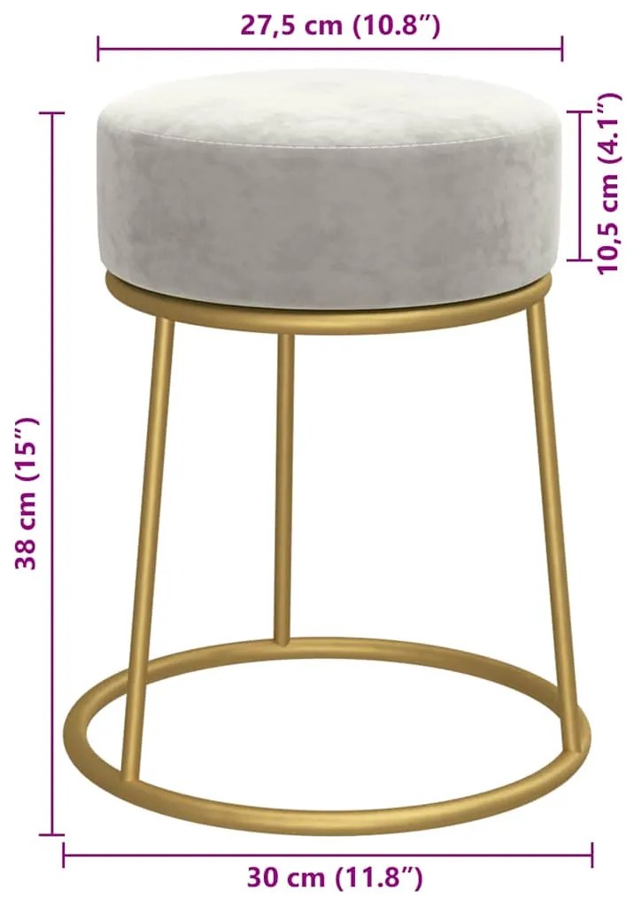 vidaXL Στρογγυλό Σκαμπό Hocker Ανοιχτό Γκρι Βελούδινο