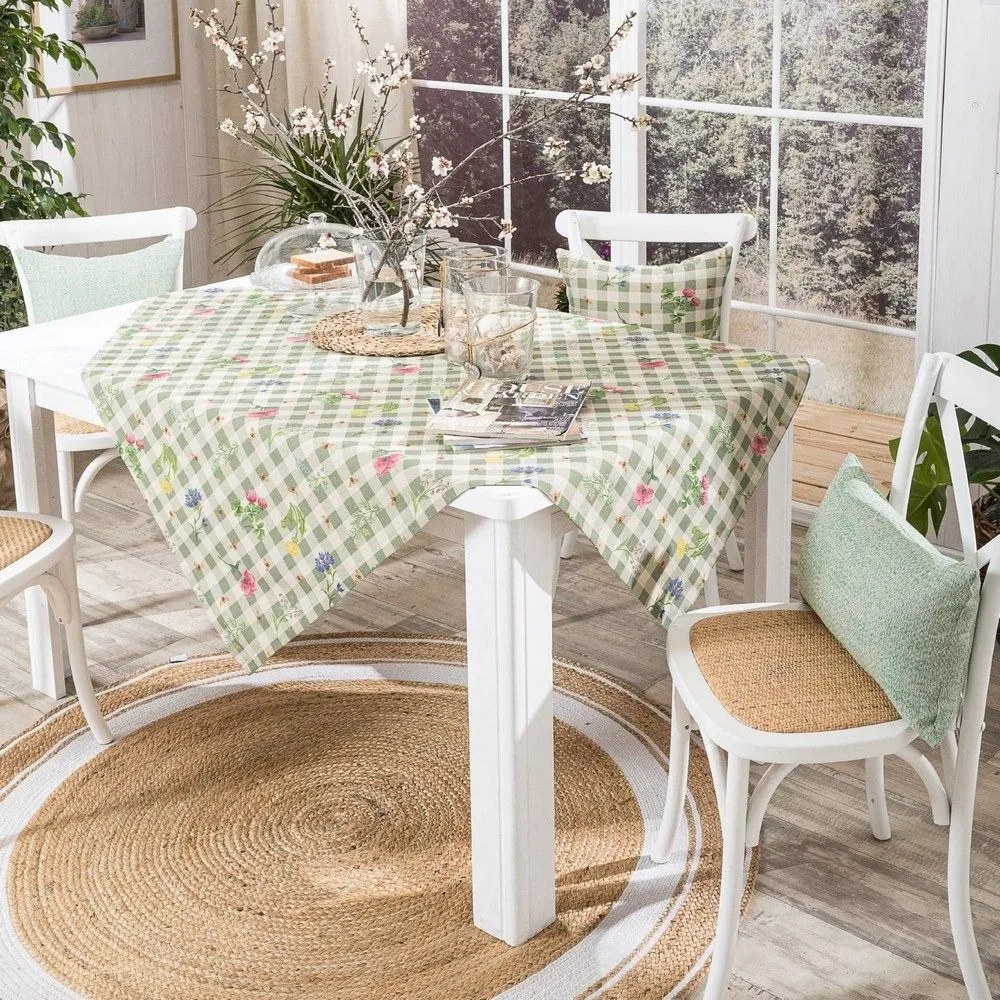 Καρέ Parrillia 08 Green Teoran 90X90cm Cotton-Polyester