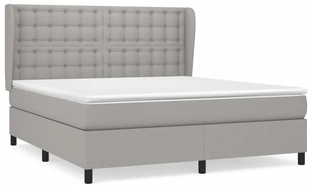 Κρεβάτι Boxspring με Στρώμα Ανοιχτό Γκρι 180x200 εκ. Υφασμάτινο - Γκρι