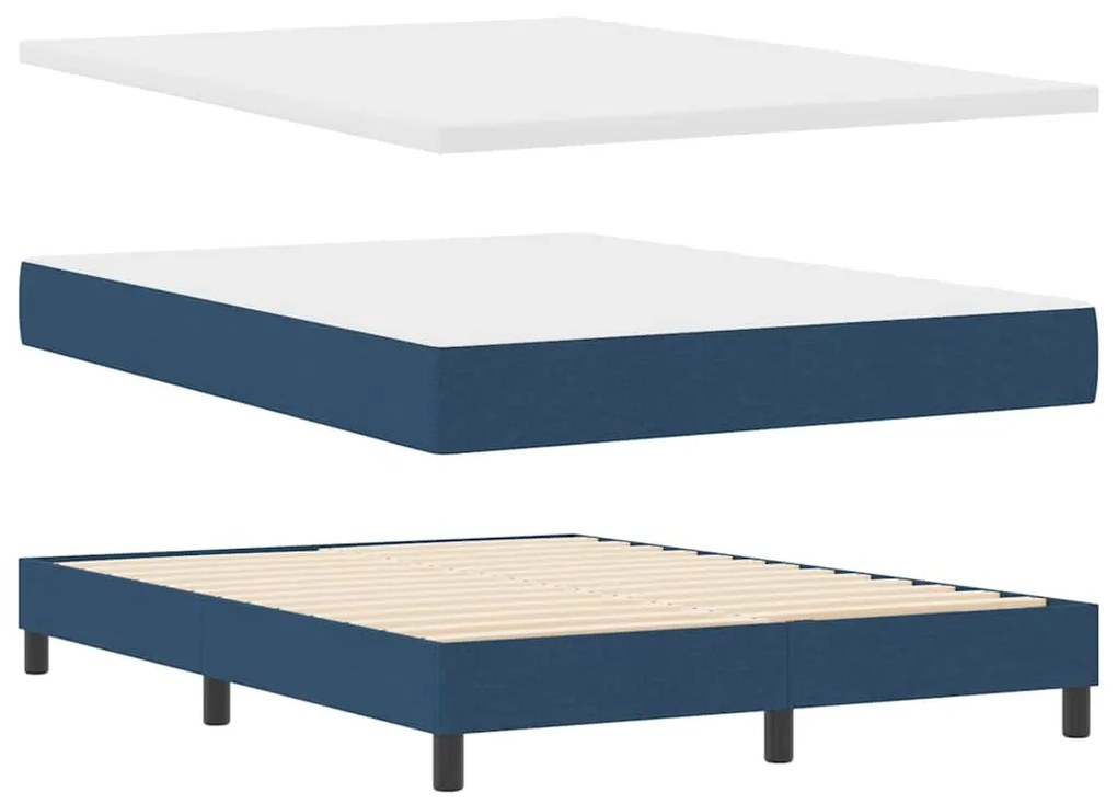 vidaXL Κρεβάτι box spring με στρώμα με στρώμα Μπλε 140 x 200 cm
