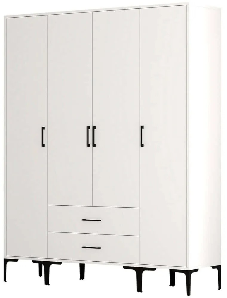 Ντουλάπα Τετράφυλλη Kumsal 845HCT5483 160x47,5x201,4cm White Τετράφυλλη