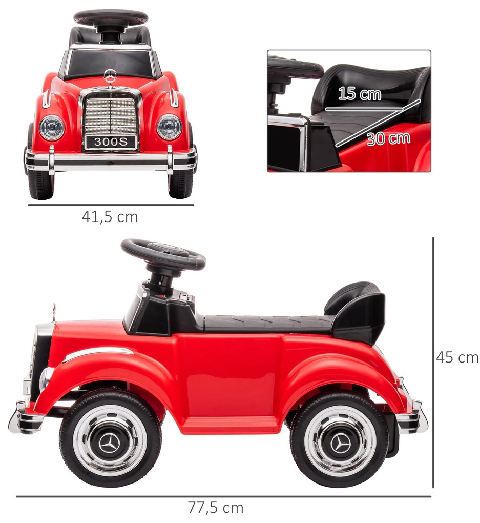 AIYAPLAY Αυτοκίνητο-πατίνι Mercedes Benz Design 300 S Design, Κόκκινο