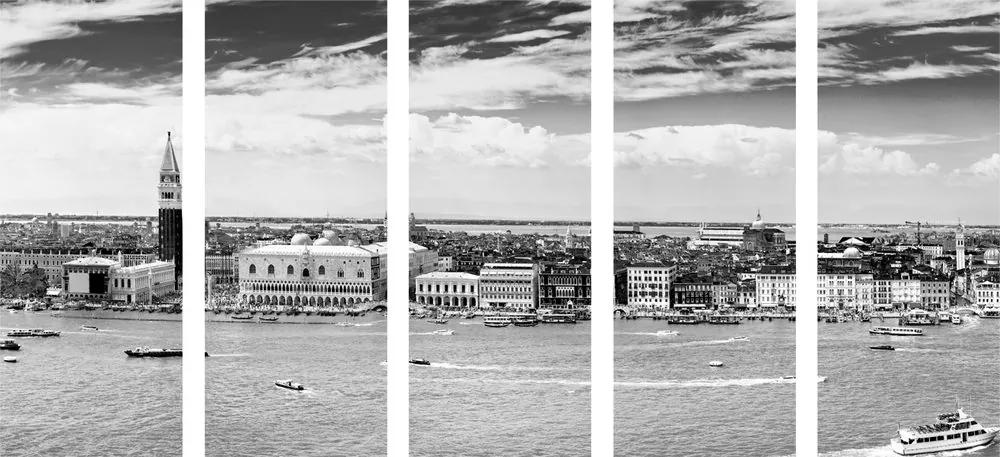 Άποψη εικόνας 5 μερών της Βενετίας σε ασπρόμαυρο