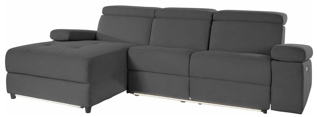 Ρυθμιζόμενος γωνιακός καναπές Denton 698, 98x252x164cm, Ανθρακί, Ταπισερί