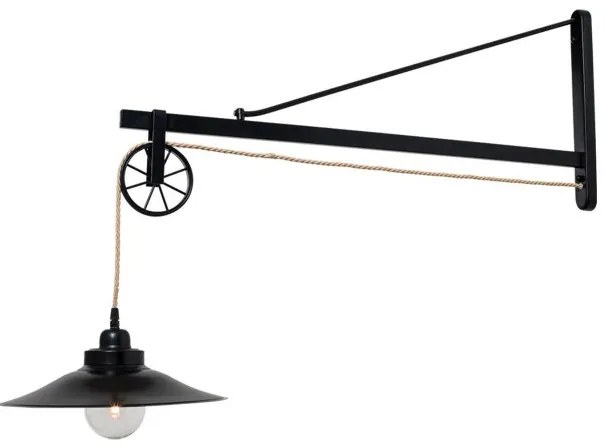 Απλίκα Φωτιστικό Τοίχου 1xE27 Τροχαλία Lionel Homelighting-77-2363-Μαύρο 77-2363