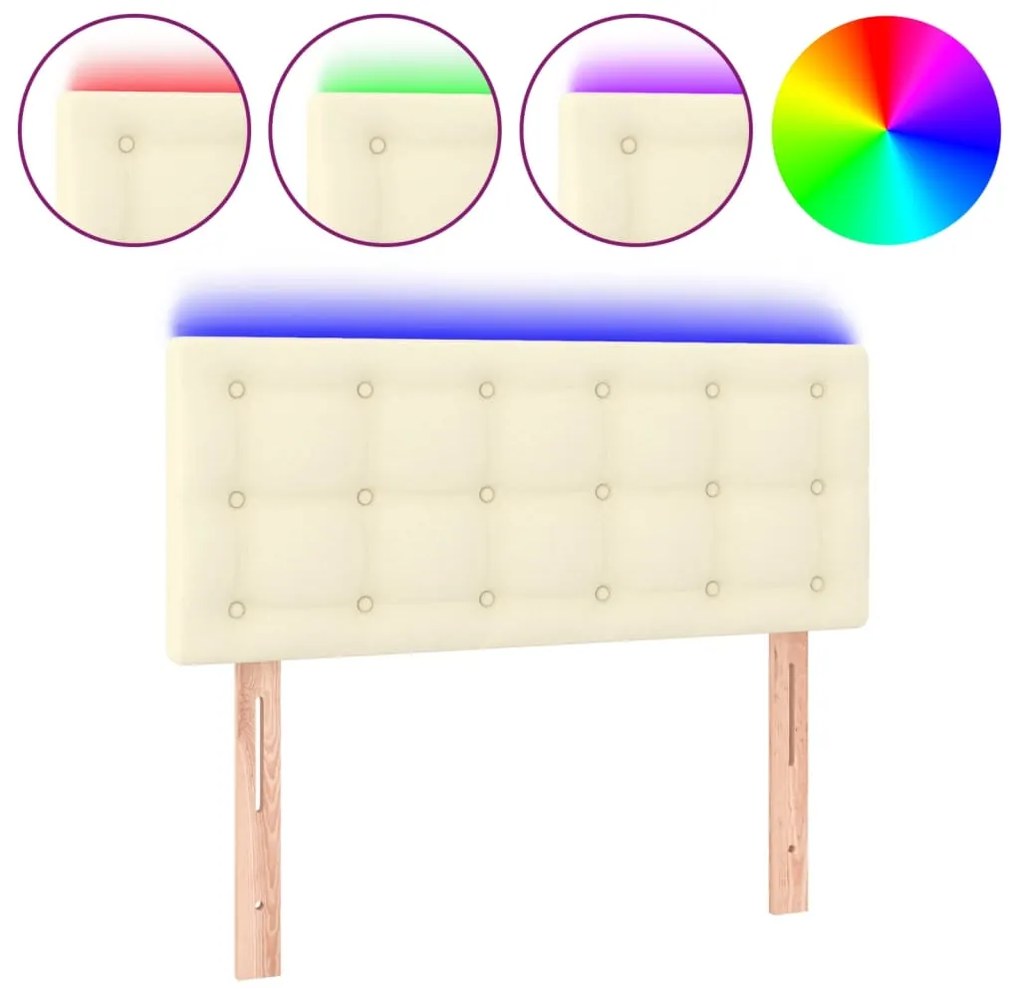 vidaXL Κεφαλάρι Κρεβατιού LED Κρεμ 100x5x78/88 εκ. από Συνθετικό Δέρμα