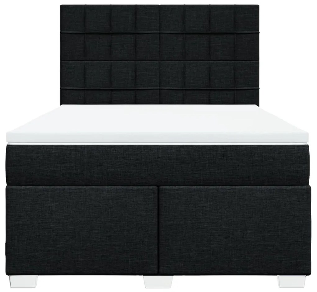 vidaXL Κρεβάτι Boxspring με Στρώμα Μαύρο 140x190 εκ. Υφασμάτινο