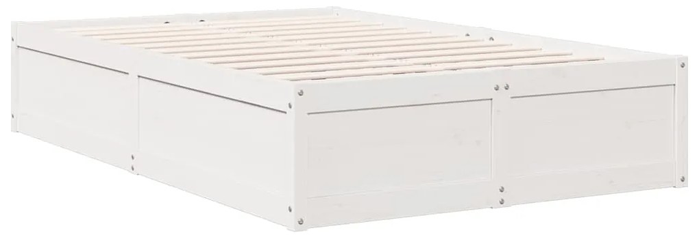 Κρεβάτι Βιβλιοθήκη Χωρίς Στρώμα Λευκό 135x190 εκ Μασίφ Πεύκο - Λευκό