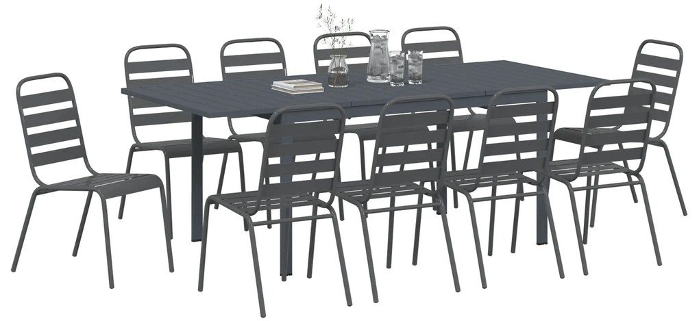 vidaXL Σετ Τραπεζαρίας 11 Τεμαχίων 11 pcs Γκρι Large Μέταλλο