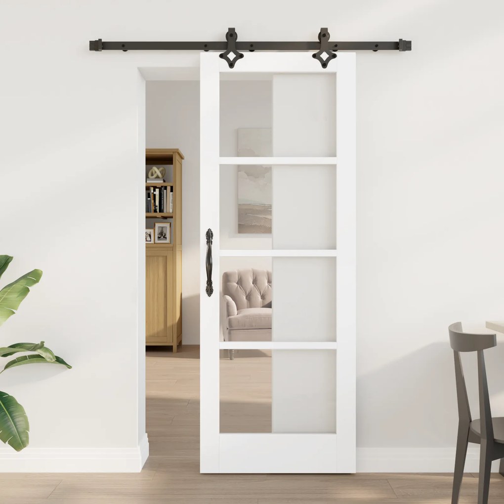 vidaXL Συρόμενη Πόρτα  με Σετ Υλικών Λευκή 73.5x198.5 εκ. Ξύλο Πεύκο