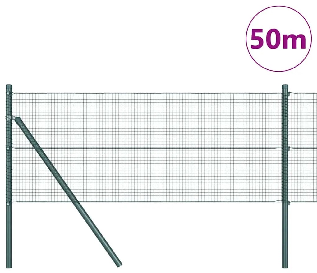 vidaXL Φράχτης με Στήλες. Πράσινο 0.5 x 50 μ. Ατσάλι