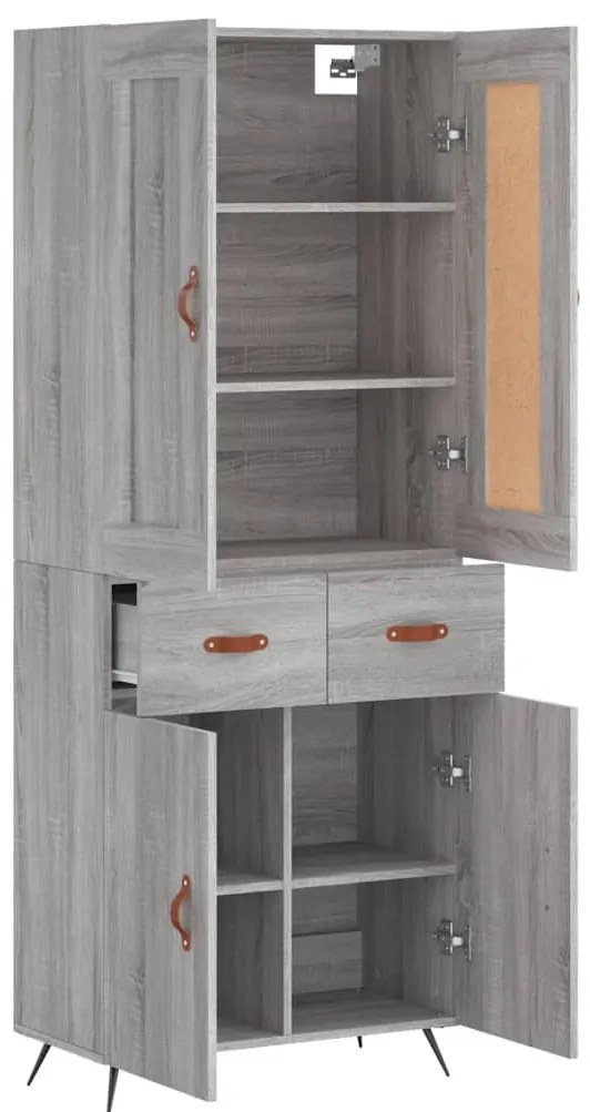 vidaXL Ντουλάπι Γκρι Sonoma 69,5 x 34 x 180 εκ. Επεξεργασμένο Ξύλο
