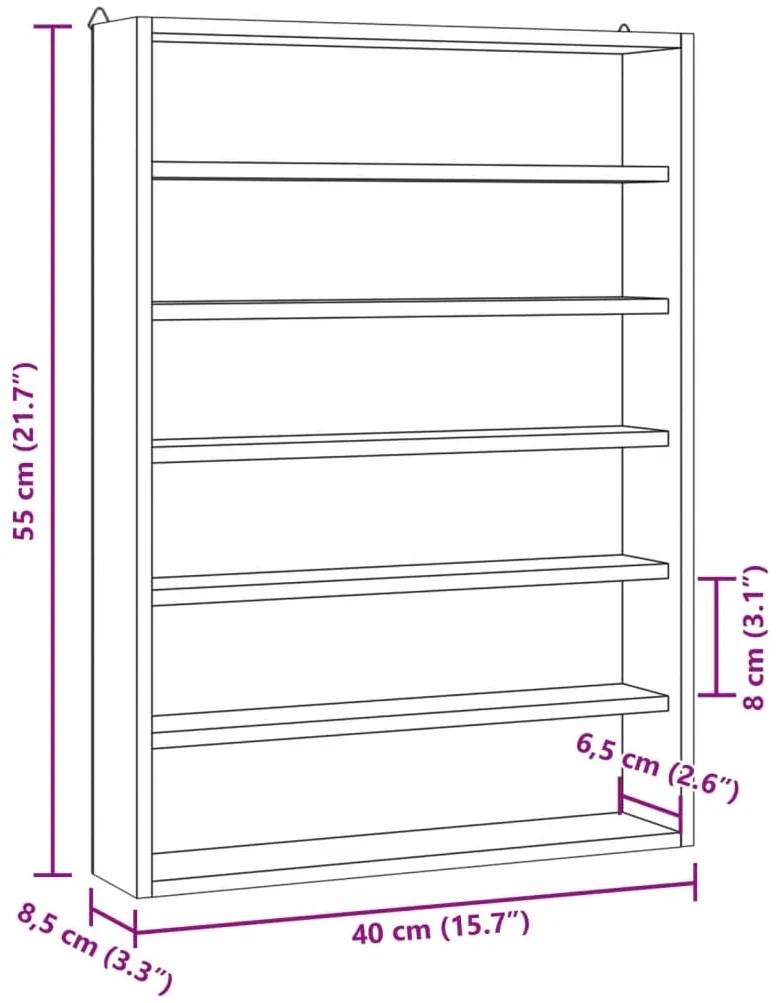 Ξύλινη συλλεκτική βιτρίνα με 6 ράφια 40x8,5x55 εκ. - Καφέ