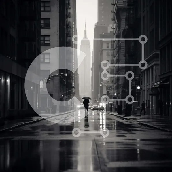 Intra Συλλεκτικό Ξύλινο Παζλ Plywood 4mm - Πρόσωπο που περπατά στην βρεγμένη οδό με ομπρέλα Σε Ξύλινο Κουτί - Διαστάσεις Puzzle: 10x10 cm – 25 κομμάτια