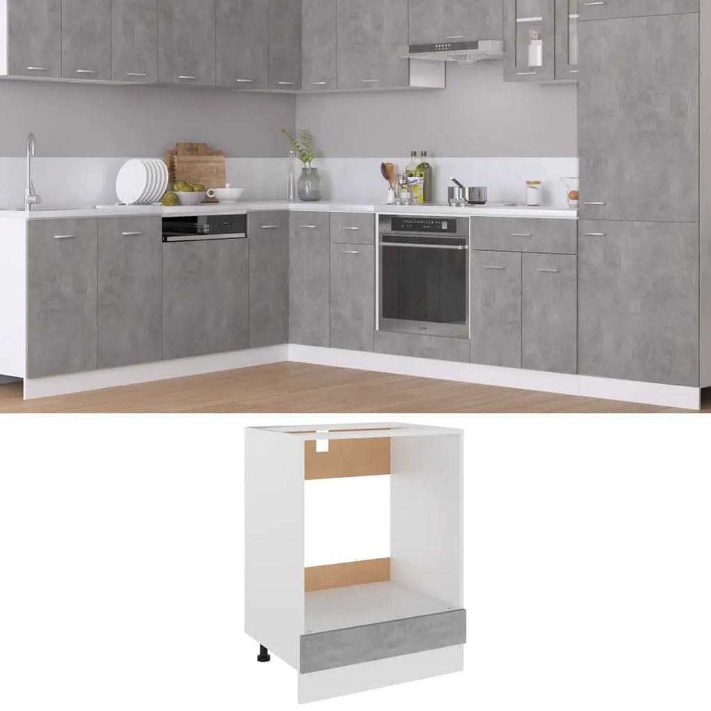 vidaXL Ντουλάπι για Φούρνο Lyon Γκρι Σκυροδέματος 60x46x81,5 εκ