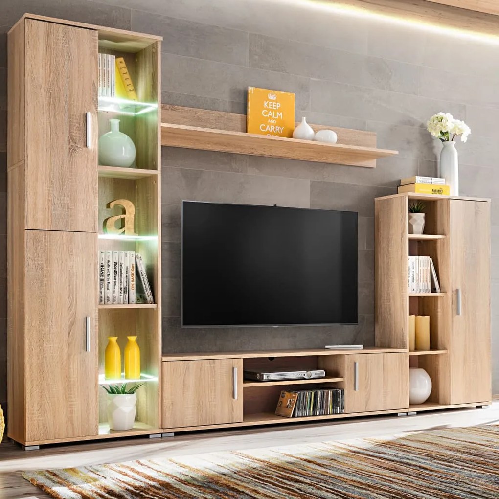vidaXL Σύνθετο Τηλεόρασης σε Χρώμα Sonoma Δρυς με Φωτισμό LED
