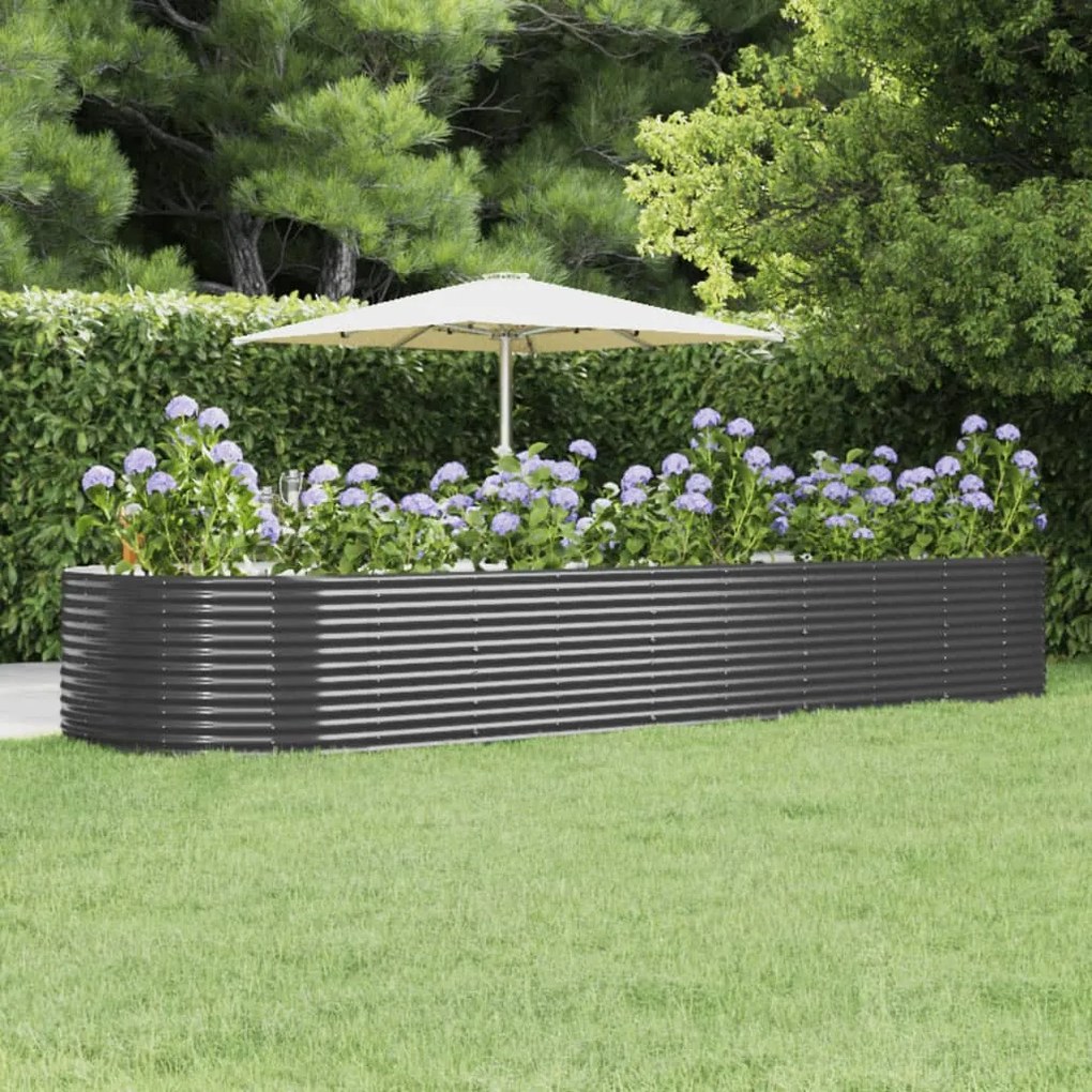vidaXL Ζαρντινιέρα Ανθρακί 447x140x68εκ Ατσάλι με Ηλεκτρ. Βαφή Πούδρας