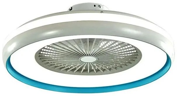 Ανεμιστήρας Οροφής-Φωτιστικό LED 45W 3000lm με 7 Πτερύγια AC Μοτέρ CCT 3σε1 και RF Τηλεχειρισμό Γκρι-Μπλε 217934 VTAC-217934-Γκρ 217934