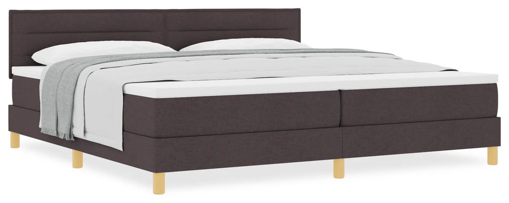 vidaXL Κρεβάτι Box Spring με Στρώμα Σκούρο Καφέ 200x200 εκ. Ύφασμα