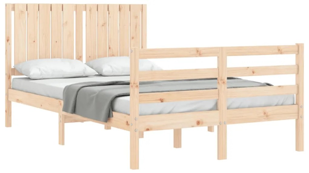 vidaXL Πλαίσιο Κρεβατιού με Κεφαλάρι από Μασίφ Ξύλο Small Double