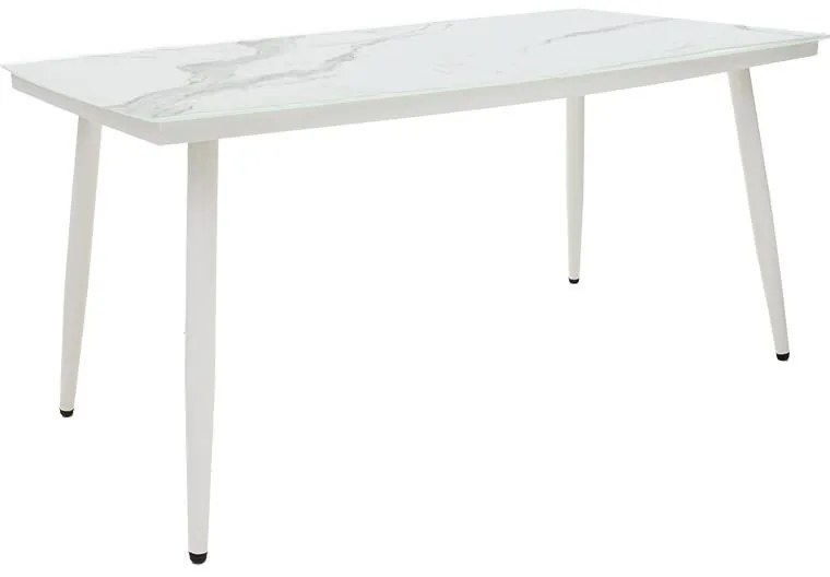 Τραπέζι Zeren μέταλλο λευκό-γυαλί 160x90x78εκ 160x90x79 εκ.