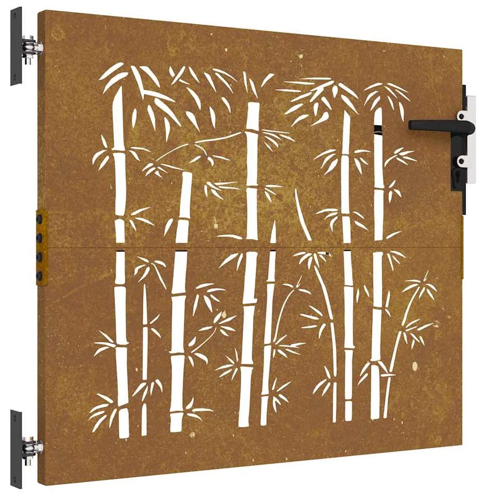 vidaXL Πόρτα Κήπου από Μπαμπού με Σχέδιο από Ατσάλι Corten 85x100 εκ.