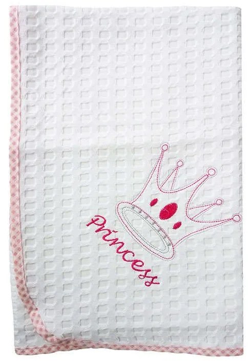 Κουβέρτα Πικέ Βρεφική Princess 33 Λευκό-Ροζ DimCol Cradle 100x160cm 100% Βαμβάκι