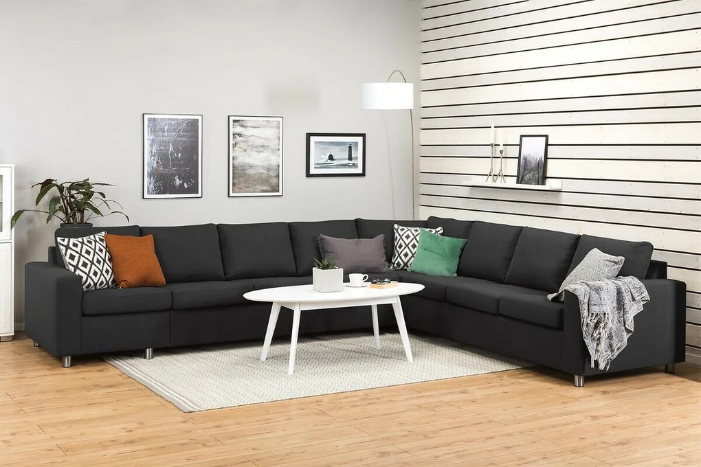 Γωνιακός Καναπές Scandinavian Choice C158, Ανθρακί, Ασημί, 345x285x86cm, Πόδια: Μέταλλο | Epipla1.gr