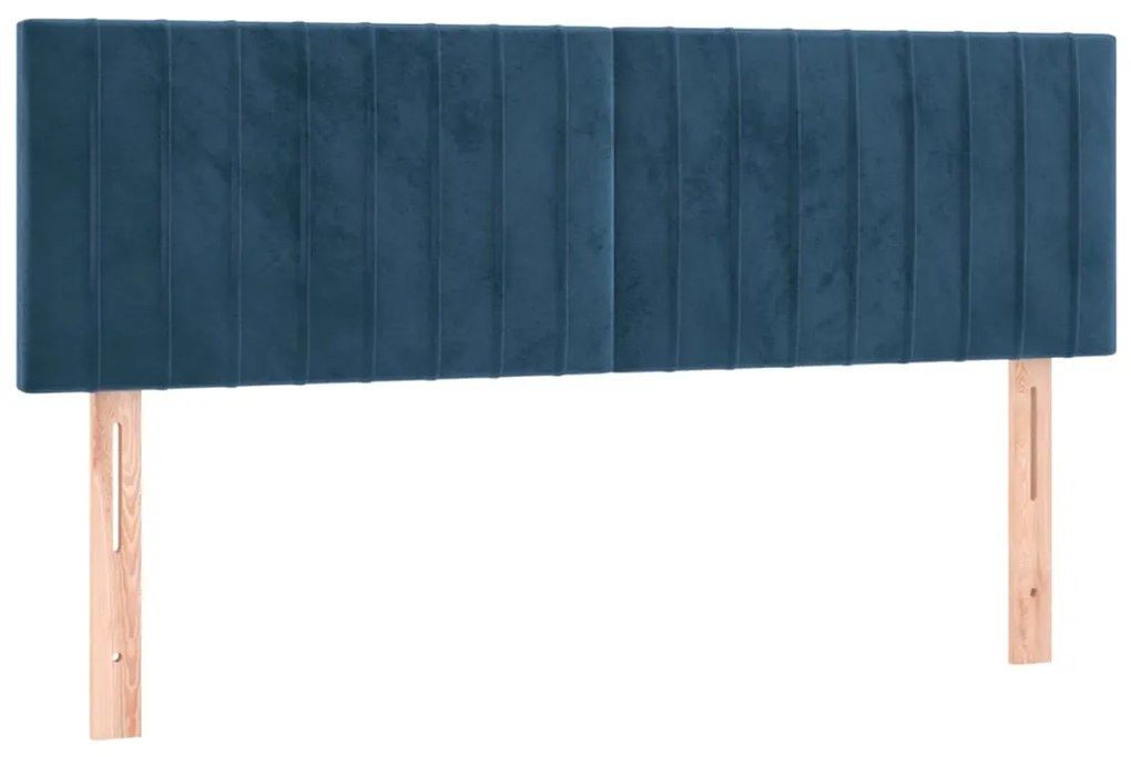 vidaXL Κρεβάτι Boxspring με Στρώμα Σκούρο Μπλε 140x190 εκ. Βελούδινο