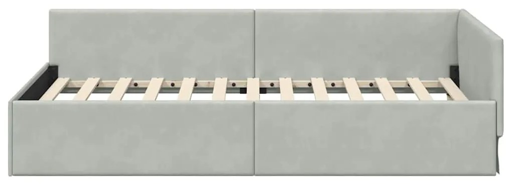 vidaXL Κρεβάτι Γωνίας με κεφαλάρι Ανοιχτό γκρι 90 εκ x 200 εκ